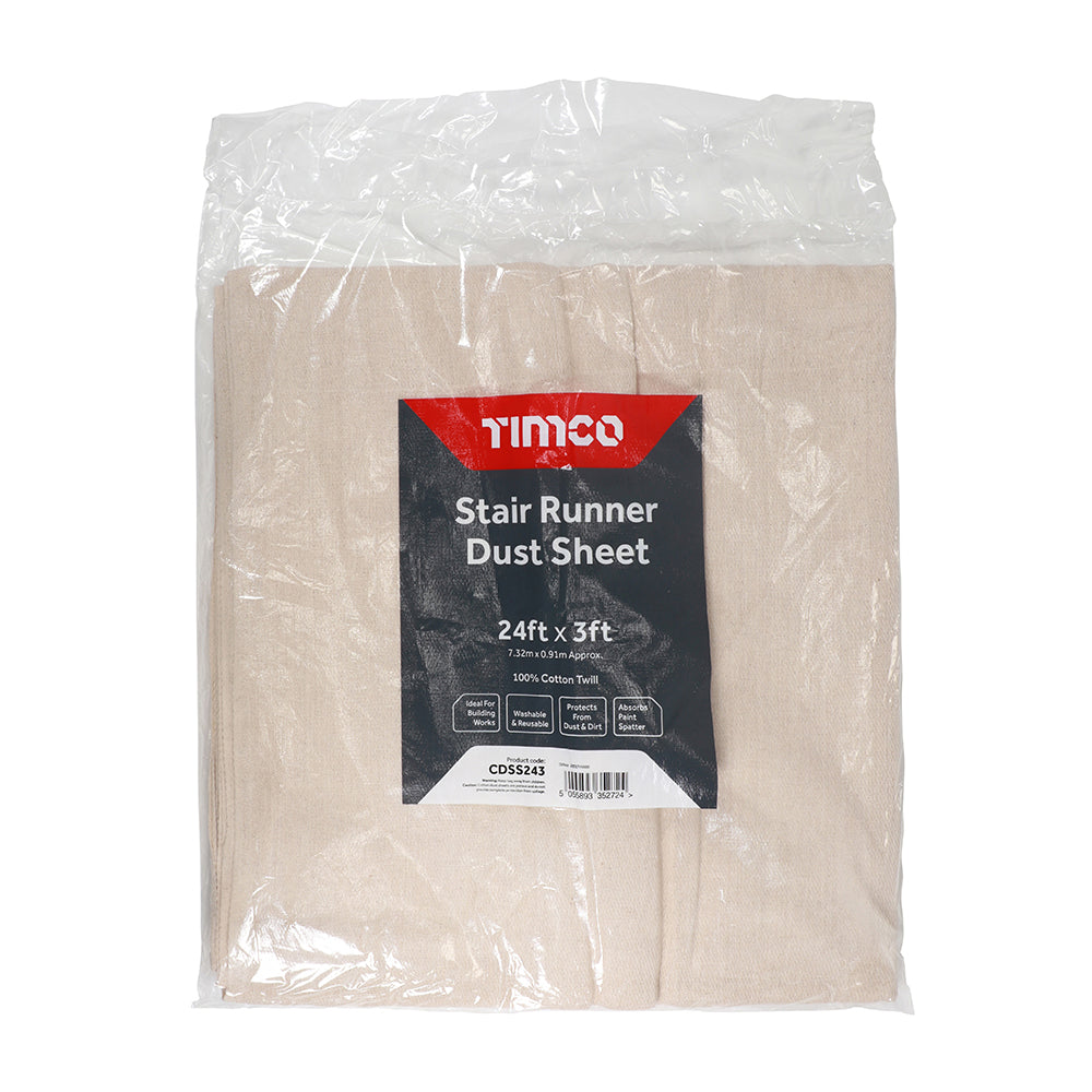 Cotton Twill Stair Runner Dust Sheet - 24ft x 3ft