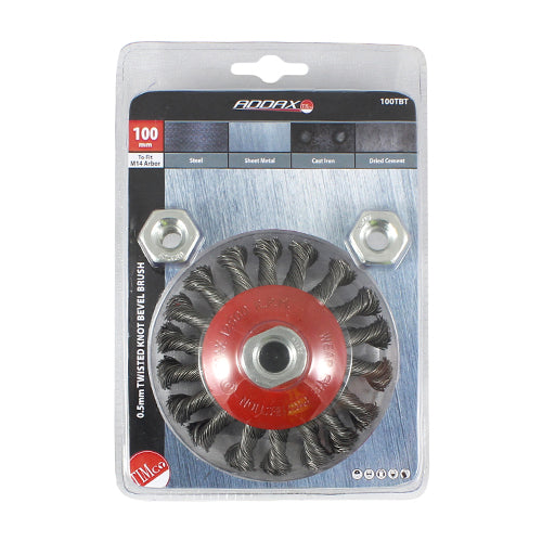Timco Angle Grinder Bevel Brush Twisted Knot Steel Wire - 100mm