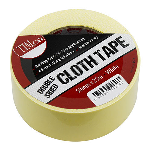 Double Sided Cloth Tape White - 25m x 50mm
