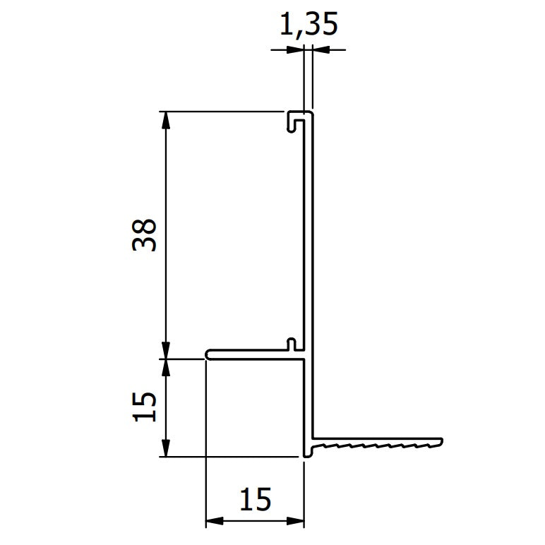 15mm Stepped Plasterboard to Tile Trim - RAL9010 (White) - 3m Length