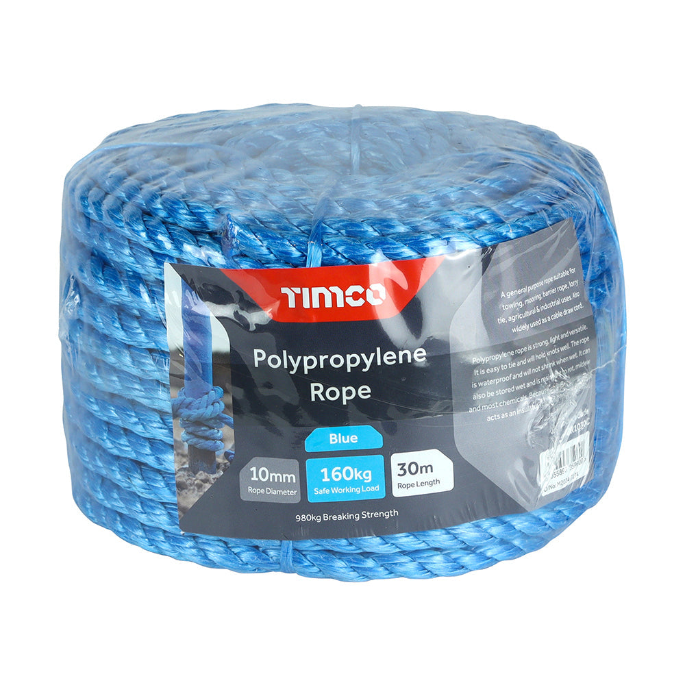 Blue Polypropylene Rope Coil - 10mm x 30m