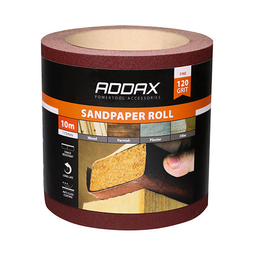 Sandpaper Roll 120 Grit Red - 115mm x 10m