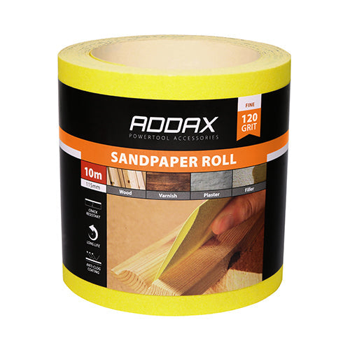 Sandpaper Roll 120 Grit Yellow - 115mm x 10m