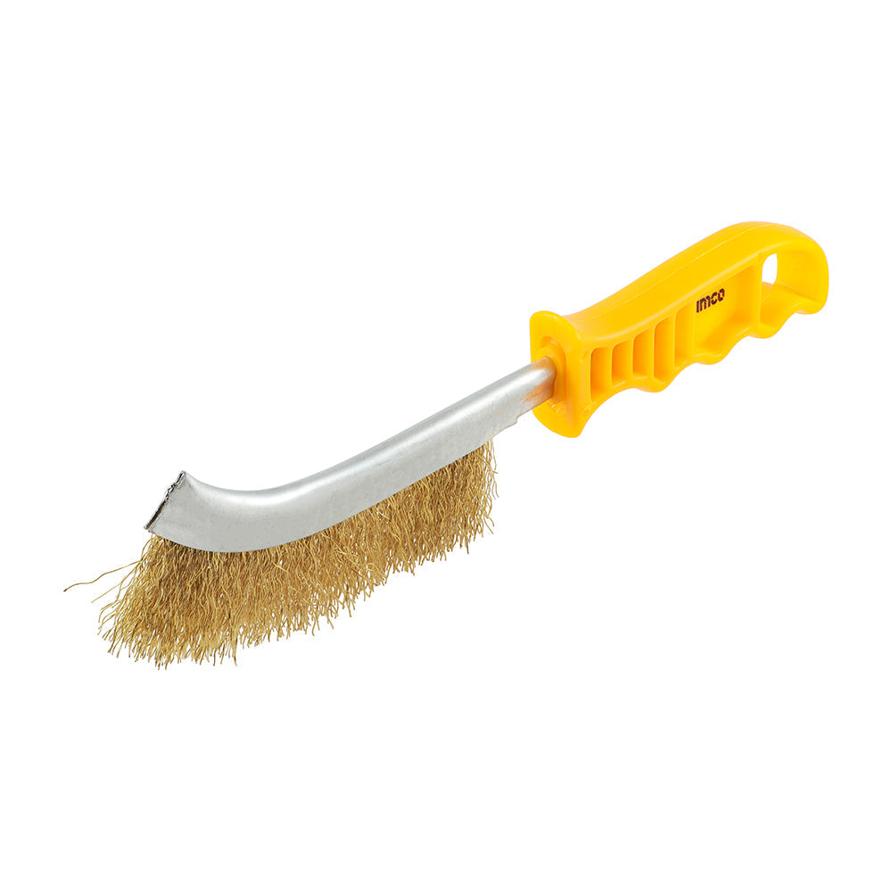 Yellow Handle Wire Brush Brass - 255mm