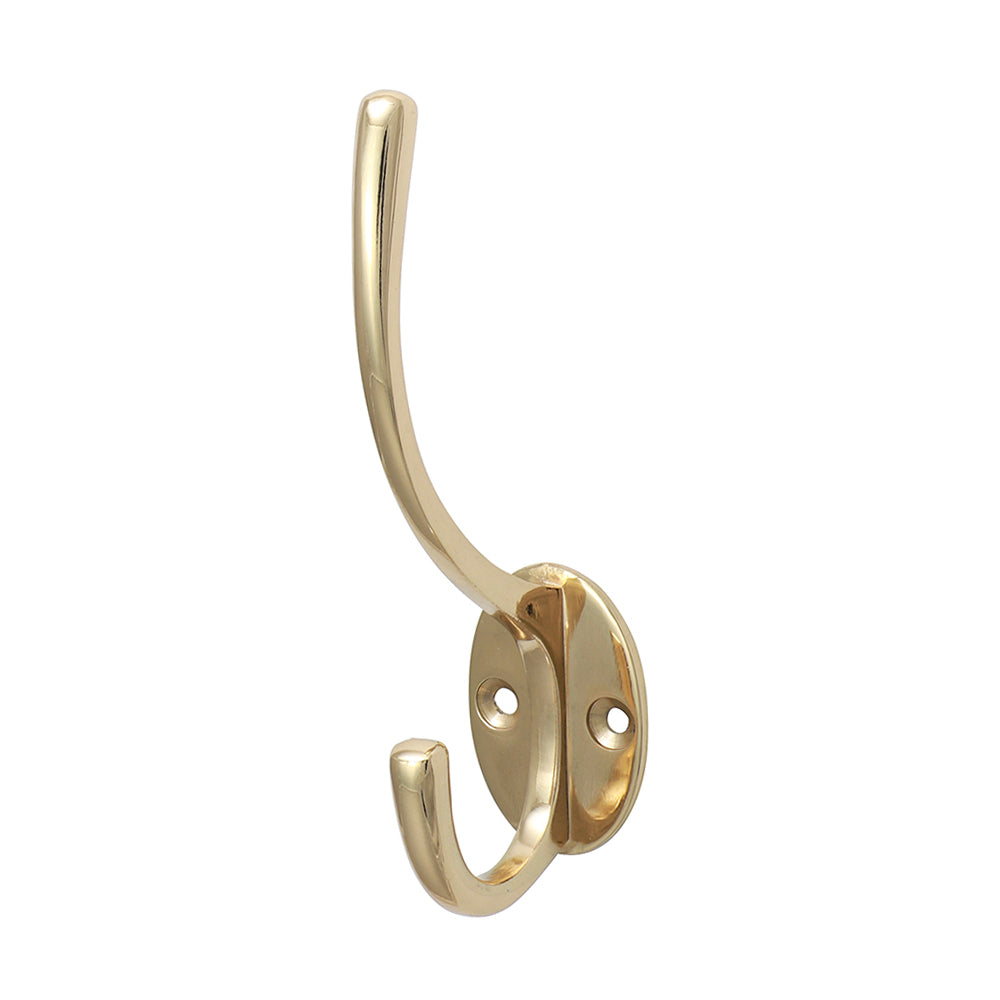 Hat & Coat Hook Polished Brass - 125 x 32mm