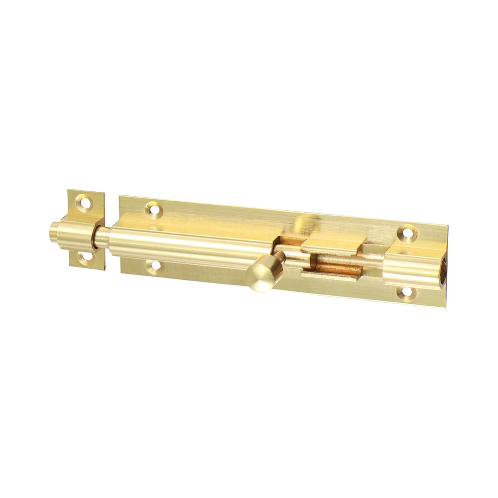 Straight Barrel Bolt Polished Brass - 100 x 25mm