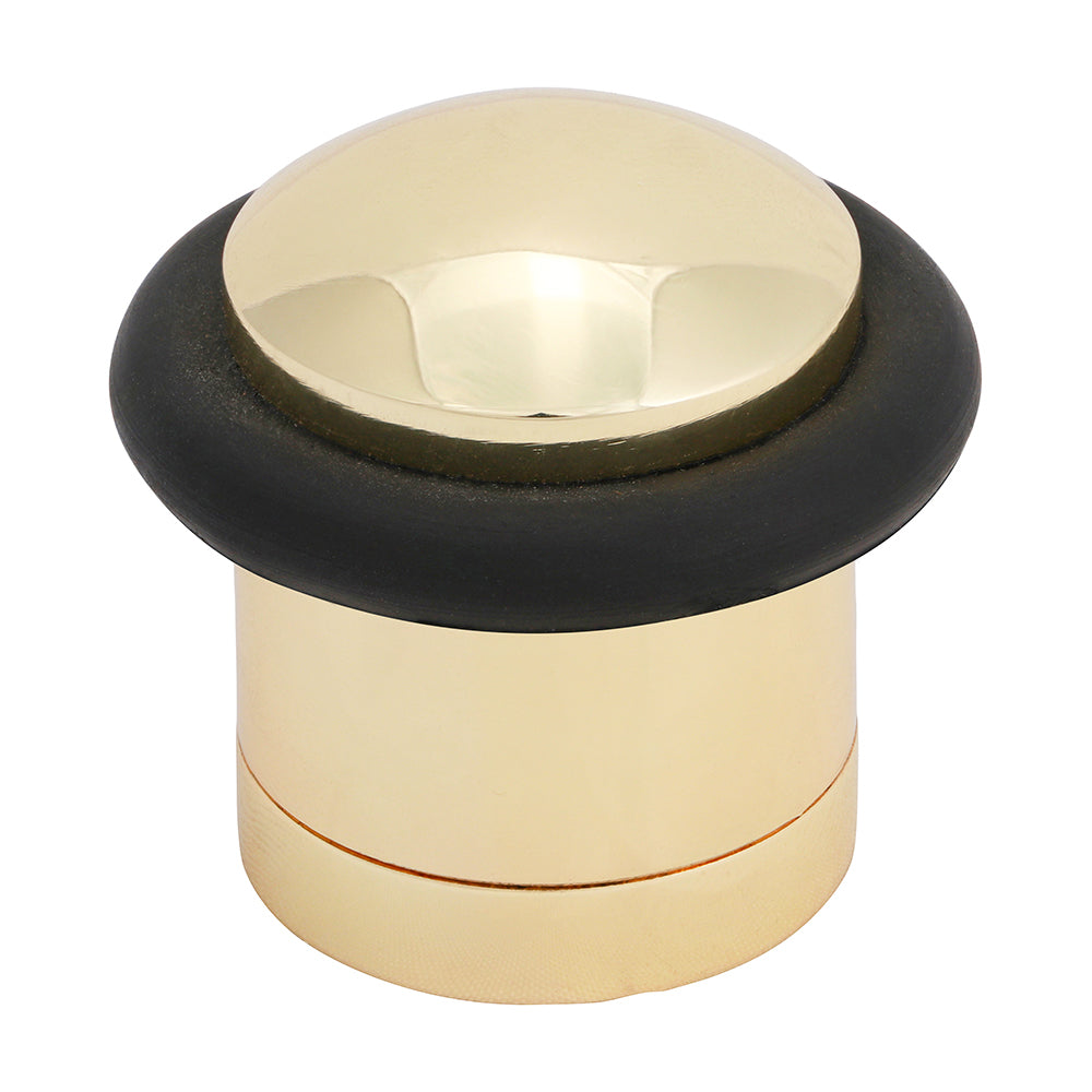 Cylinder Door Stop Polished Brass - 41mm