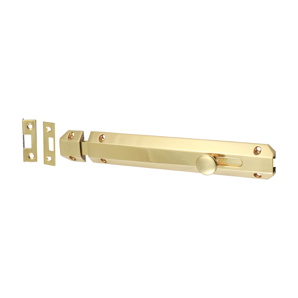 Architectural Flat Section Bolt Polished Brass - 210 x 35mm