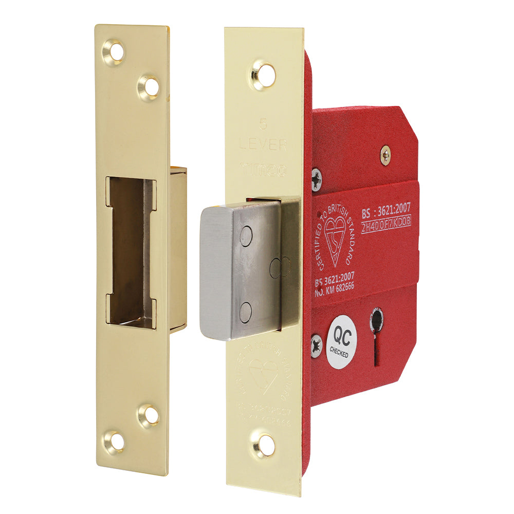 5 Lever British Standard Deadlock Electro Brass - 66mm