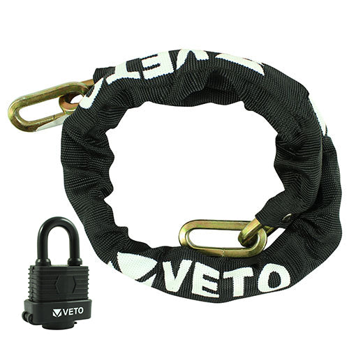 Hex Steel Security Chain & Weatherproof Padlock - 8mm x 1m