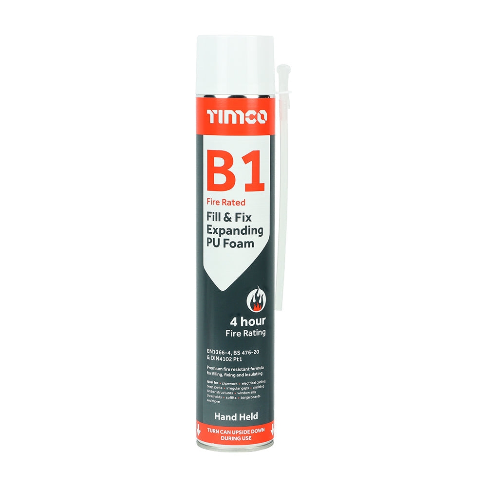 Timco Fill & Fix Fire Rated Expanding PU Foam B1 Hand Held - 750ml