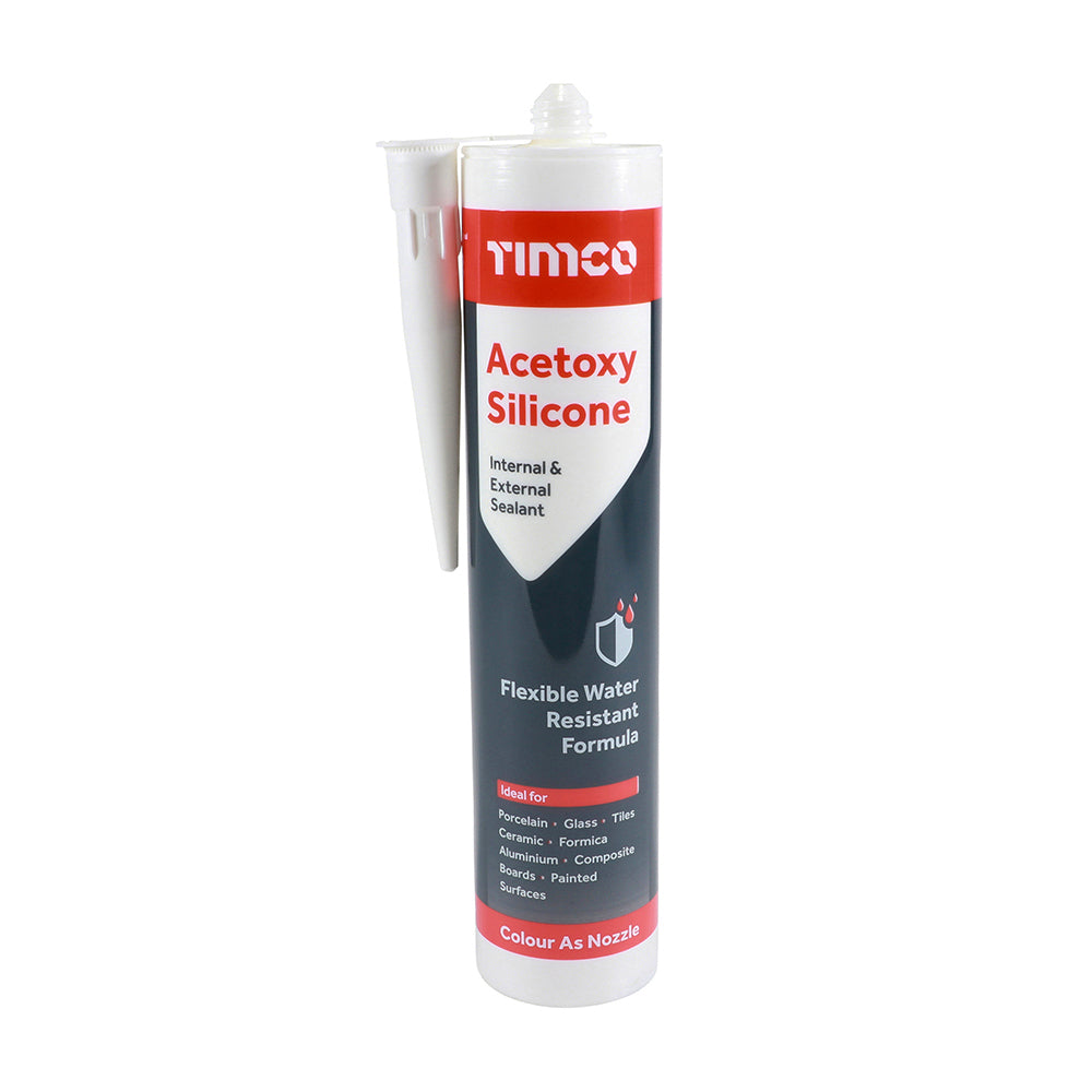 Timco Acetoxy Silicone Sealant - White - 300ml