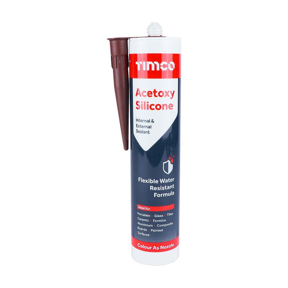 Timco Acetoxy Silicone Sealant - Brown - 300ml